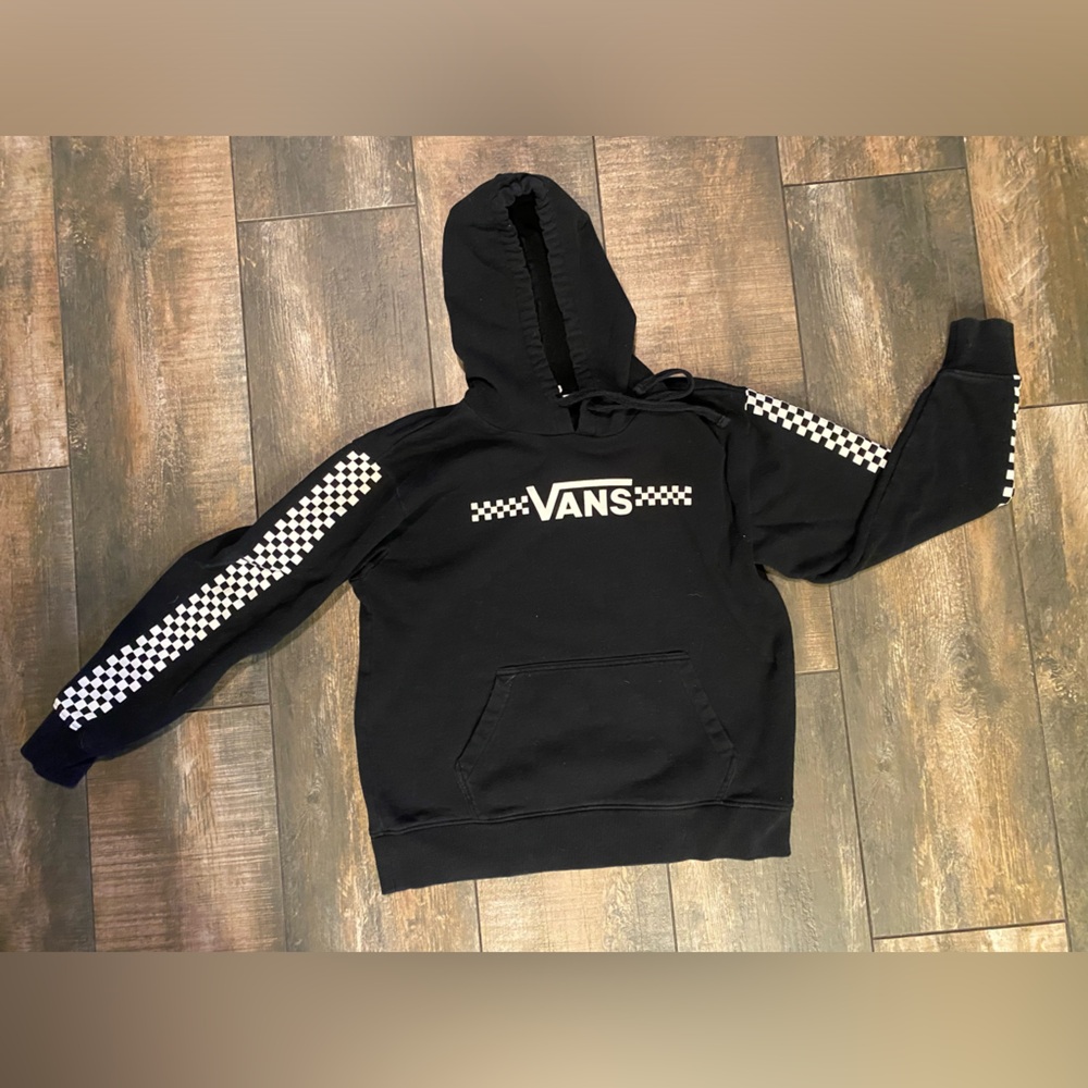 Vans, Women Small, Black Checkered Hoodie, Like New! Retail $55